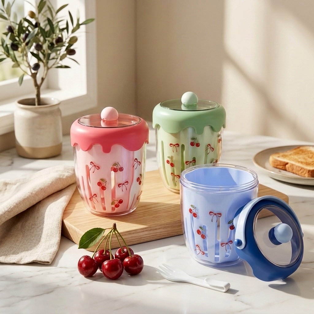 Meal Prep Yogurt Containers - Przenośny Plastikowy Pojemnik na Sałatkę, Owsiankę