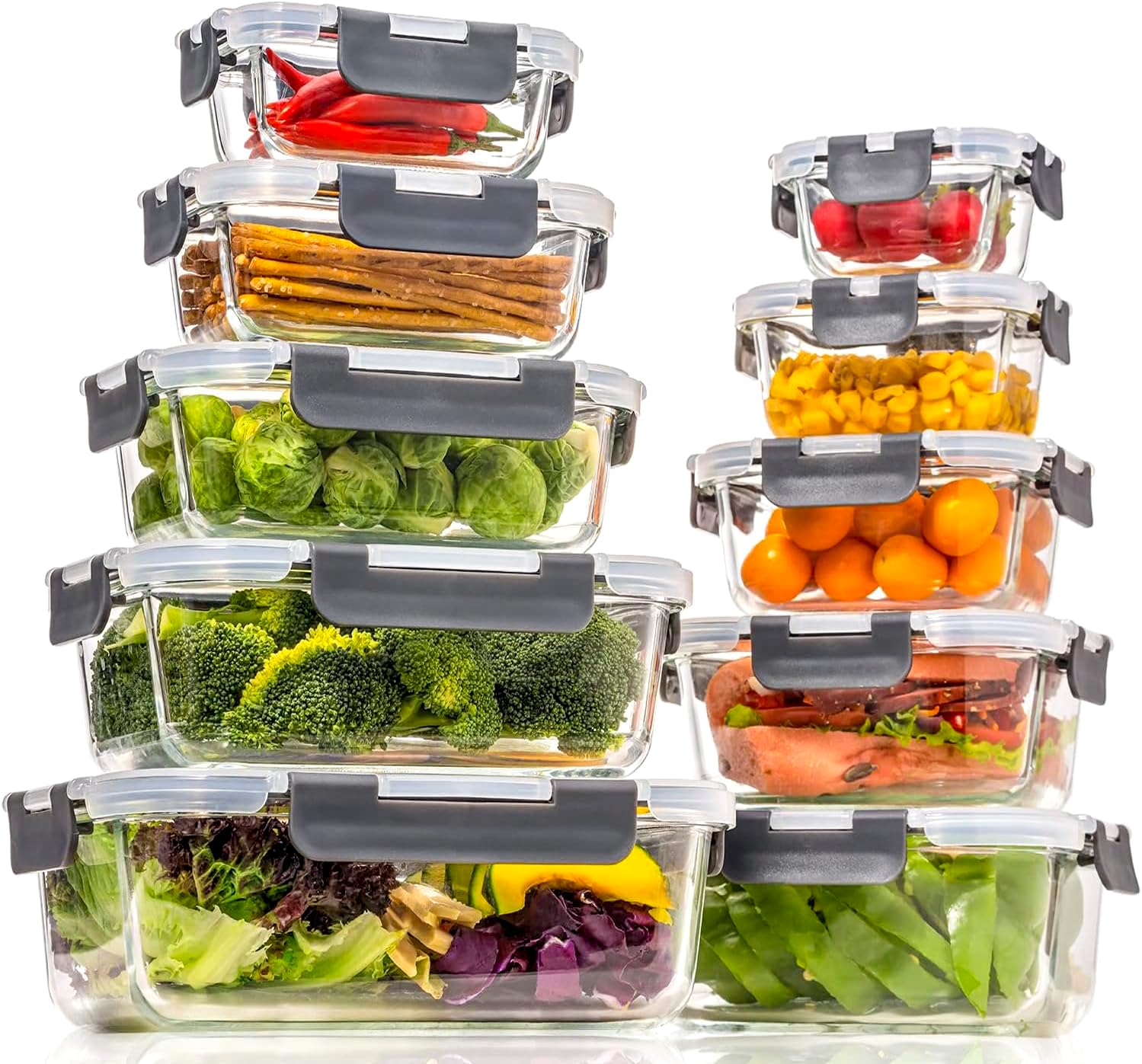 Meal Prep Glass Containers Oven Safe - Szklane pojemniki do przechowywania żywności z