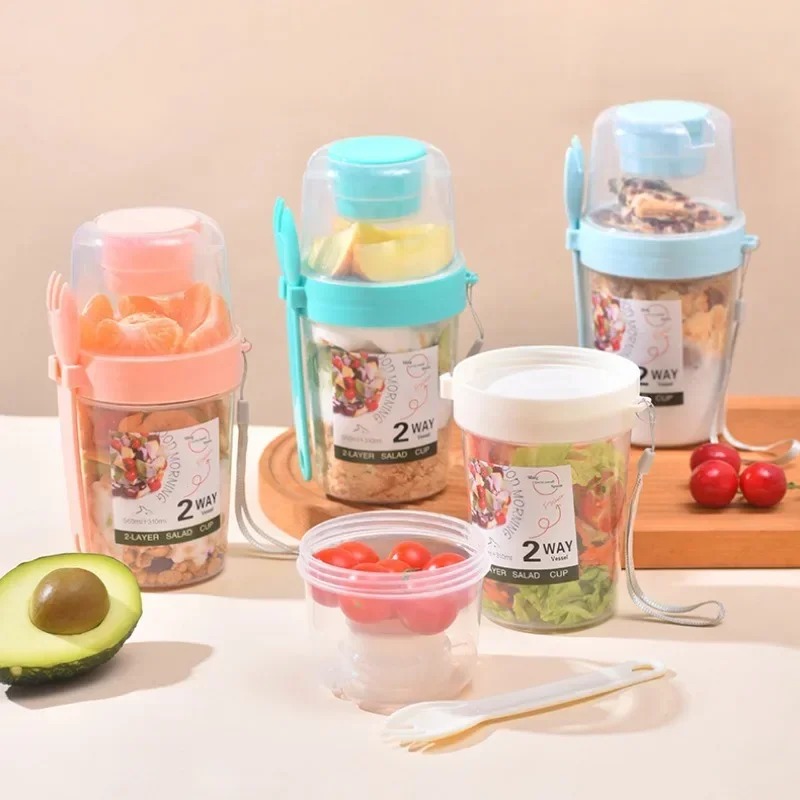 Meal Prep Yogurt Containers - Przenośny Kubek na Sałatkę Podwójny Kubek