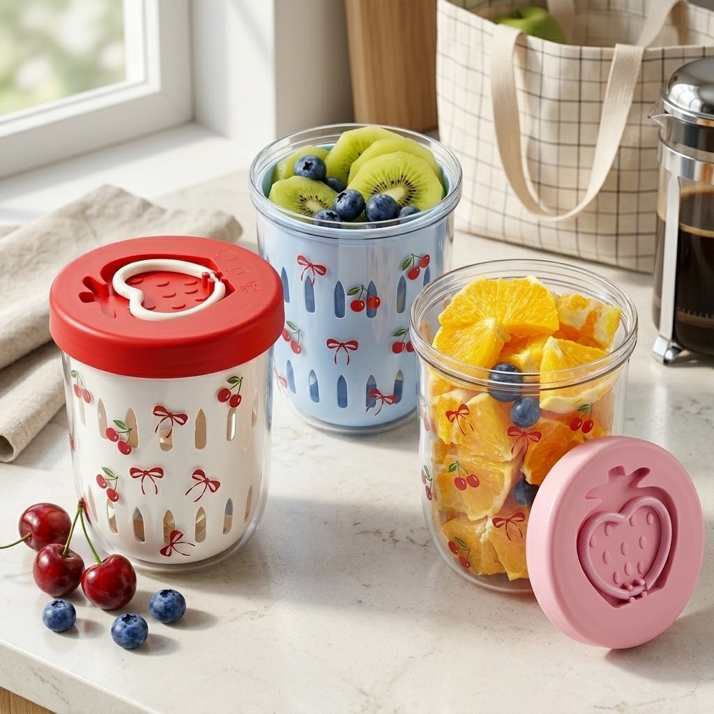 Meal Prep Yogurt Containers - Plastikowy pojemnik na sałatkę z pokrywką