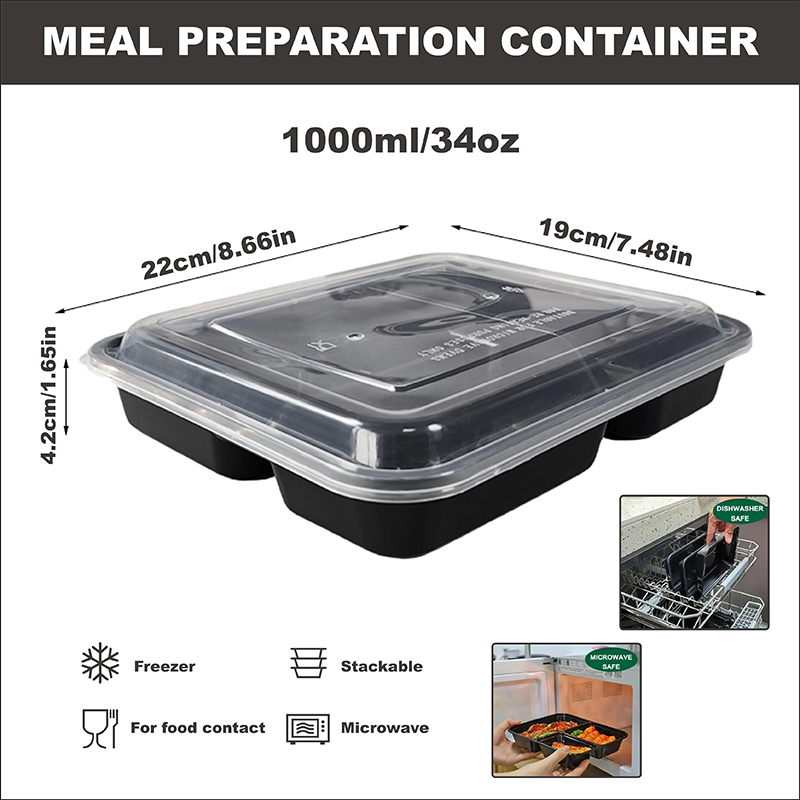 Pojemniki na posiłki z 3 przeg – Meal Prep Recipes recenzja i cena